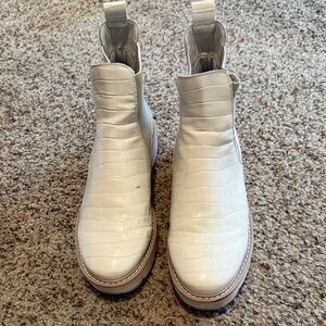 Dolce Vita White Croc-Texture Ankle Booties